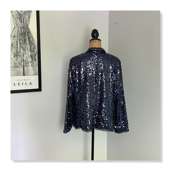 Joan Rivers Touch of Sparkle Sequin Blazer Midnight Blue Sz 1X - Picture 7 of 14
